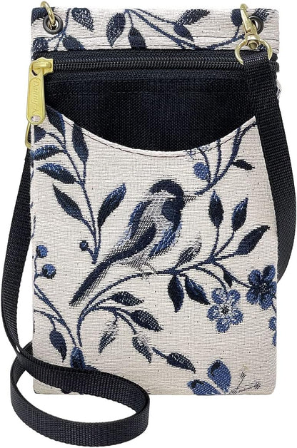 . Women's Tapestry Crossbody Cell Phone or Passport Purse, Handmade in USA | Cell Phone