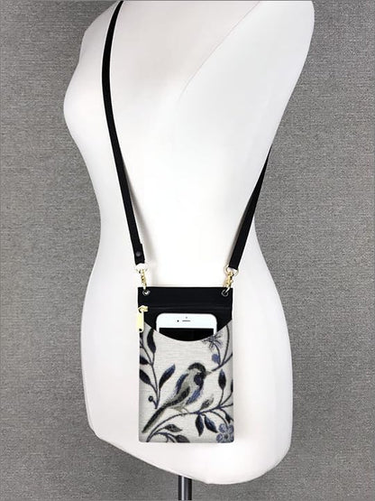 . Women's Tapestry Crossbody Cell Phone or Passport Purse, Handmade in USA | Cell Phone