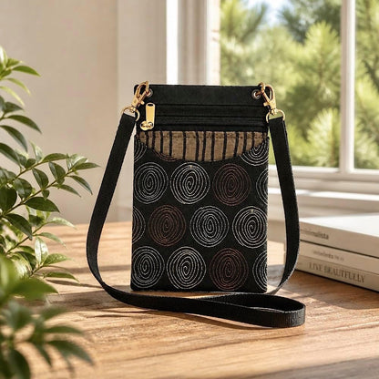 . Women's Tapestry Crossbody Cell Phone or Passport Purse, Handmade in USA | Cell Phone