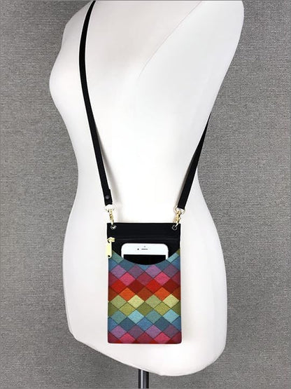 . Women's Tapestry Crossbody Cell Phone or Passport Purse, Handmade in USA | Cell Phone