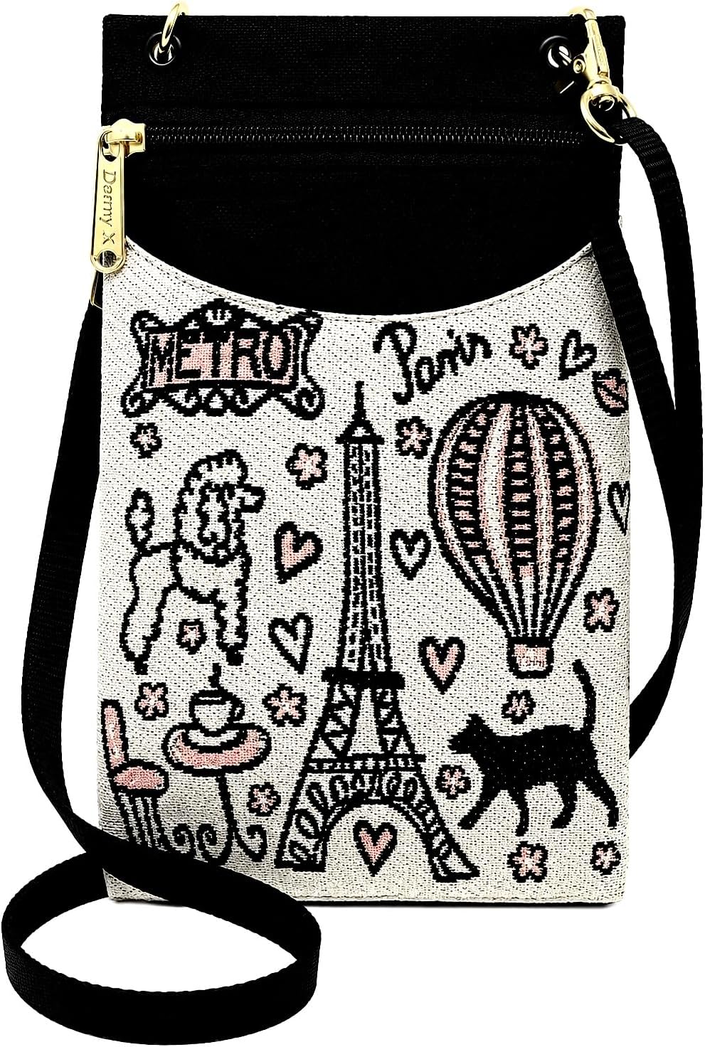 . Women's Tapestry Crossbody Cell Phone or Passport Purse, Handmade in USA | Cell Phone