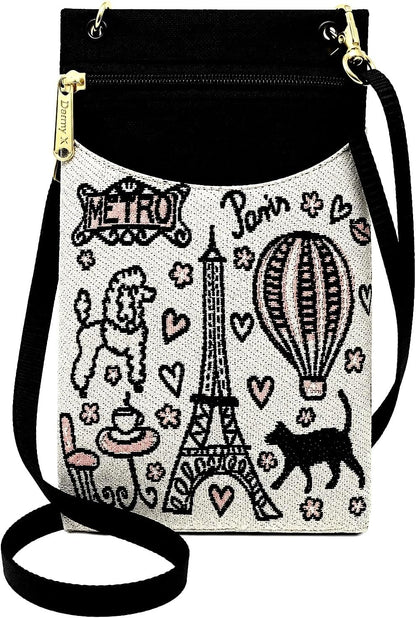 . Women's Tapestry Crossbody Cell Phone or Passport Purse, Handmade in USA | Cell Phone
