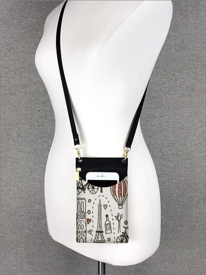 . Women's Tapestry Crossbody Cell Phone or Passport Purse, Handmade in USA | Cell Phone