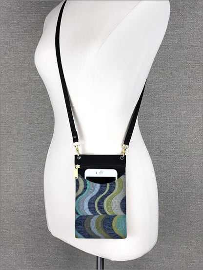 . Women's Tapestry Crossbody Cell Phone or Passport Purse, Handmade in USA | Cell Phone