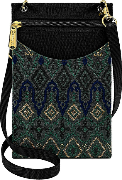 . Women's Tapestry Crossbody Cell Phone or Passport Purse, Handmade in USA | Cell Phone