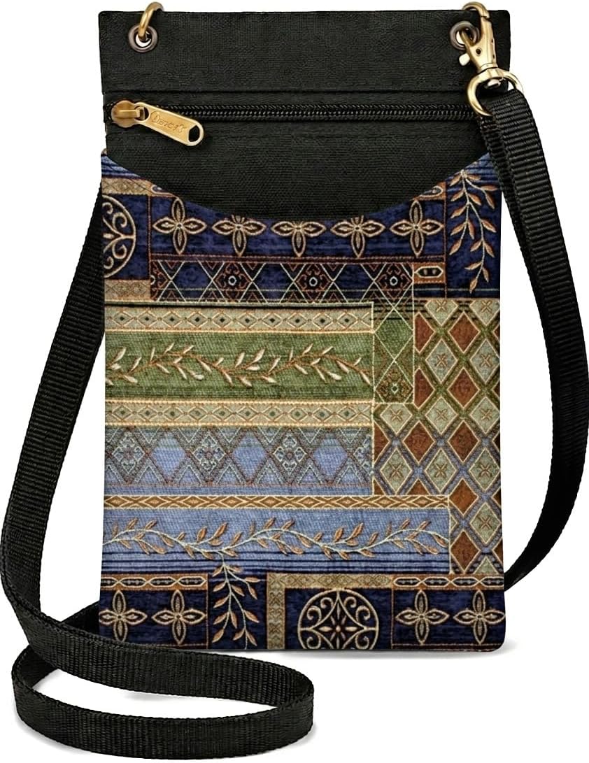 . Women's Tapestry Crossbody Cell Phone or Passport Purse, Handmade in USA | Cell Phone