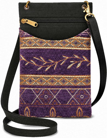 . Women's Tapestry Crossbody Cell Phone or Passport Purse, Handmade in USA | Cell Phone