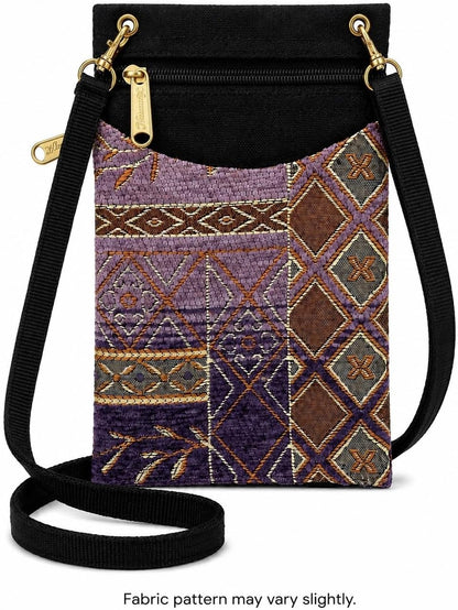 . Women's Tapestry Crossbody Cell Phone or Passport Purse, Handmade in USA | Cell Phone