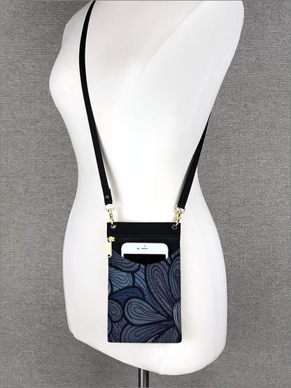 . Women's Tapestry Crossbody Cell Phone or Passport Purse, Handmade in USA | Cell Phone