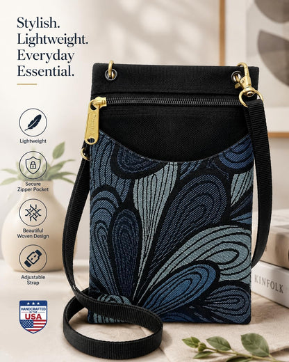. Women's Tapestry Crossbody Cell Phone or Passport Purse, Handmade in USA | Cell Phone