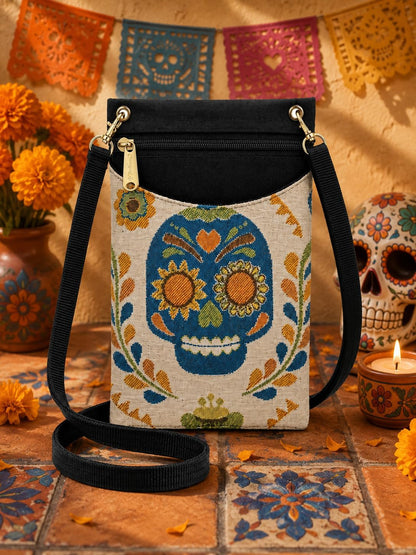 . Women's Tapestry Crossbody Cell Phone or Passport Purse, Handmade in USA | Cell Phone