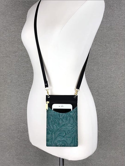. Women's Tapestry Crossbody Cell Phone or Passport Purse, Handmade in USA | Cell Phone