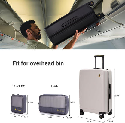 20" Carry-On Luggage with Spinner Wheels & TSA Lock | 22x14x9 Airline Approved - Lightweight ABS+PC Hardshell Suitcase, Beige