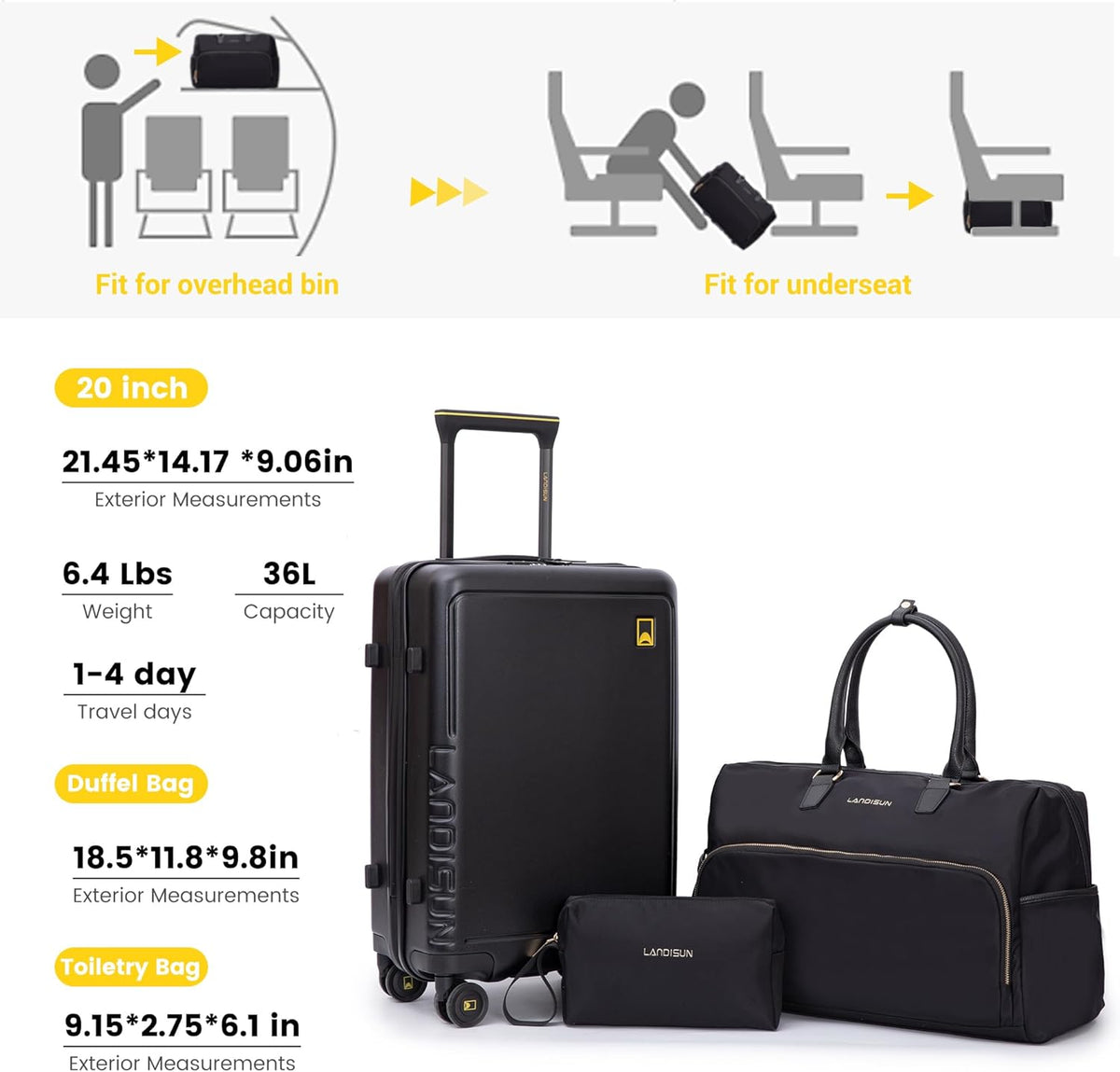 20" Carry-On Luggage with Spinner Wheels & TSA Lock | 22x14x9 Airline Approved - Lightweight ABS+PC Hardshell Suitcase, Beige