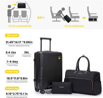 20" Carry-On Luggage with Spinner Wheels & TSA Lock | 22x14x9 Airline Approved - Lightweight ABS+PC Hardshell Suitcase, Beige