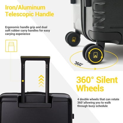 20" Carry-On Luggage with Spinner Wheels & TSA Lock | 22x14x9 Airline Approved - Lightweight ABS+PC Hardshell Suitcase, Beige