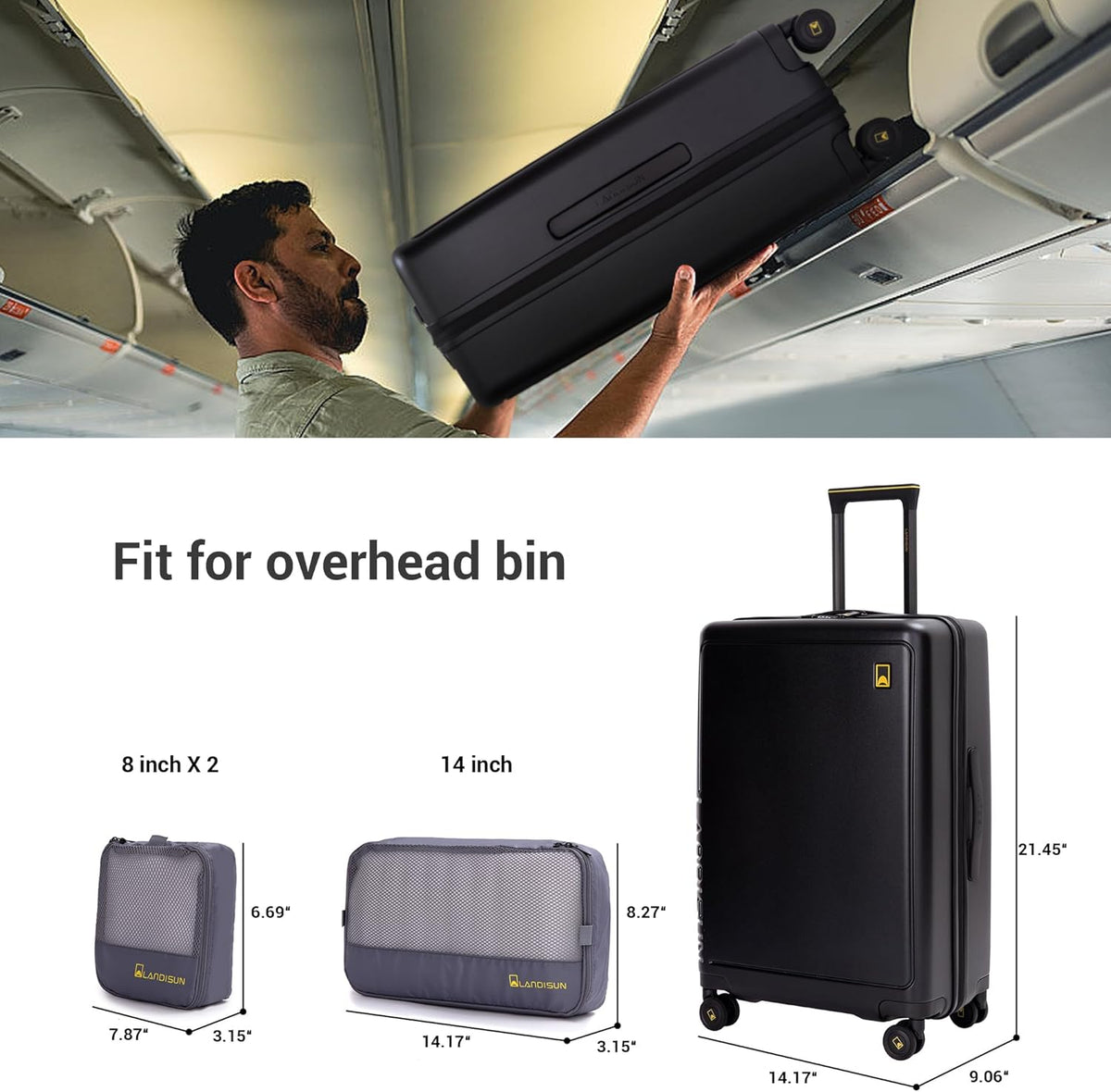 20" Carry-On Luggage with Spinner Wheels & TSA Lock | 22x14x9 Airline Approved - Lightweight ABS+PC Hardshell Suitcase, Beige