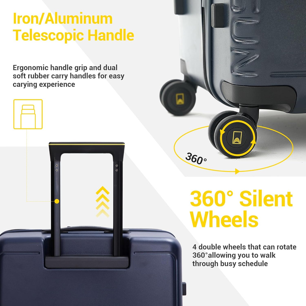 20" Carry-On Luggage with Spinner Wheels & TSA Lock | 22x14x9 Airline Approved - Lightweight ABS+PC Hardshell Suitcase, Beige