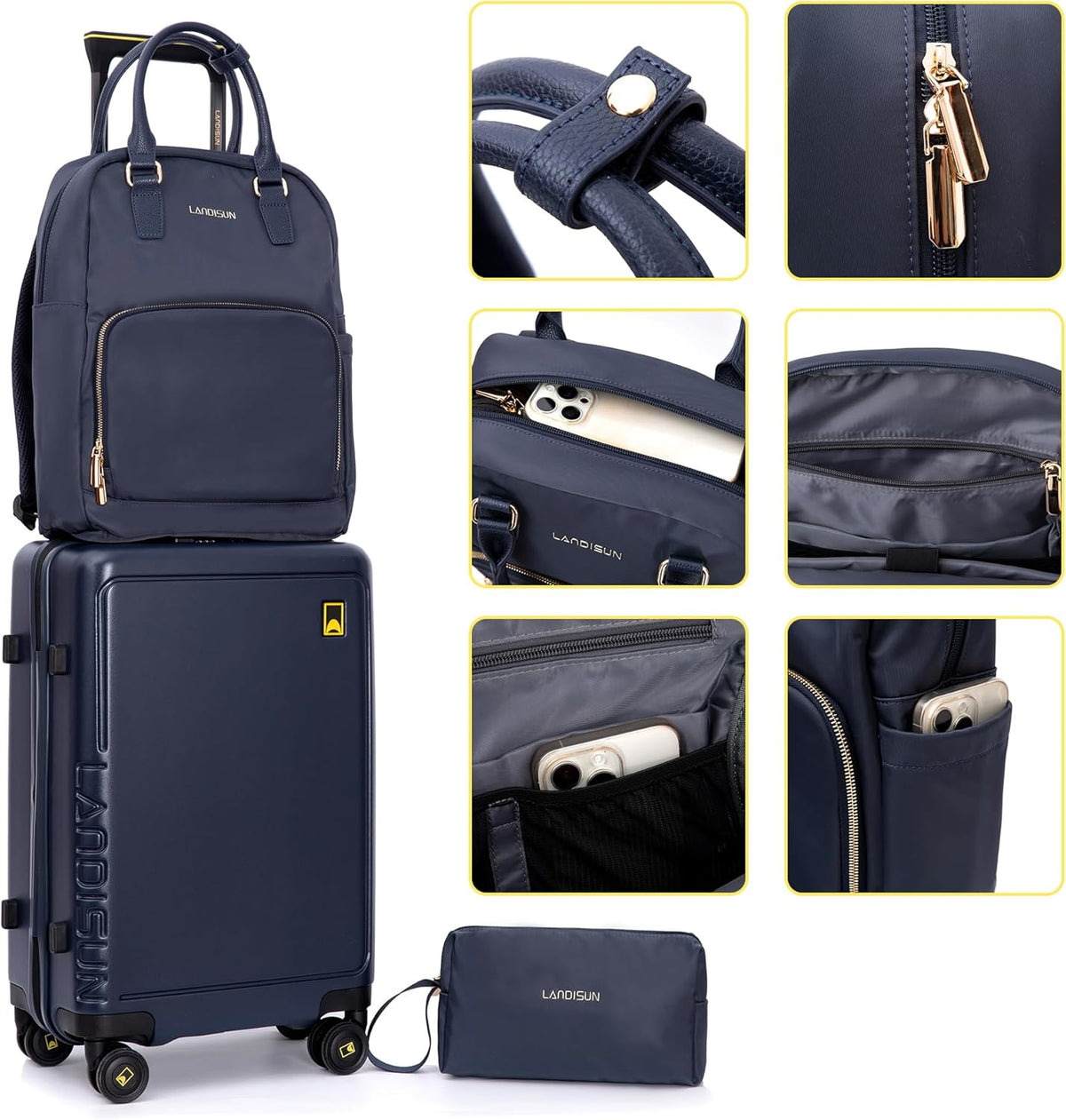 20" Carry-On Luggage with Spinner Wheels & TSA Lock | 22x14x9 Airline Approved - Lightweight ABS+PC Hardshell Suitcase, Beige