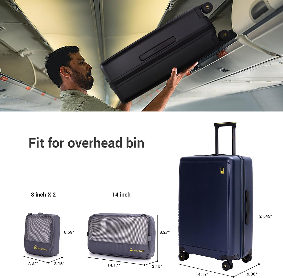 20" Carry-On Luggage with Spinner Wheels & TSA Lock | 22x14x9 Airline Approved - Lightweight ABS+PC Hardshell Suitcase, Beige