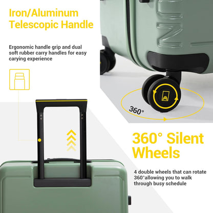 20" Carry-On Luggage with Spinner Wheels & TSA Lock | 22x14x9 Airline Approved - Lightweight ABS+PC Hardshell Suitcase, Beige