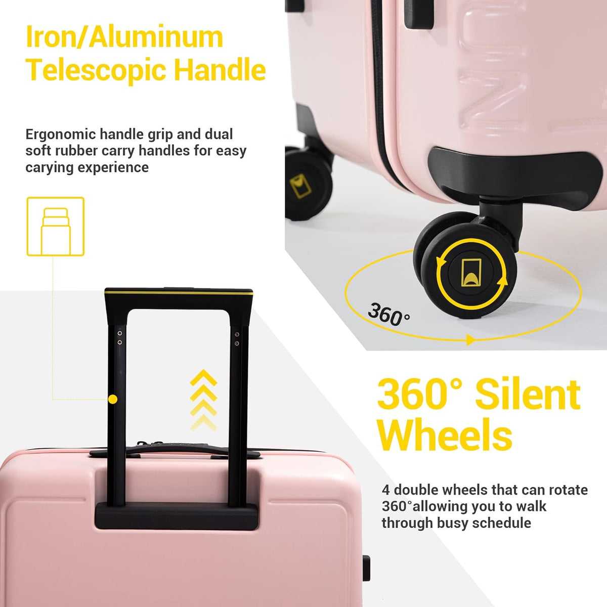 20" Carry-On Luggage with Spinner Wheels & TSA Lock | 22x14x9 Airline Approved - Lightweight ABS+PC Hardshell Suitcase, Beige