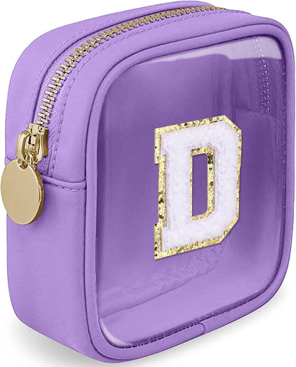 Initial Clear Makeup Bag Small Cosmetic Bag Travel Toiletry Bag Clear Zipper Pouch Purse Organizer Bags for Women (Pink, M)