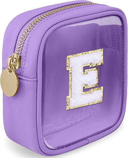 Initial Clear Makeup Bag Small Cosmetic Bag Travel Toiletry Bag Clear Zipper Pouch Purse Organizer Bags for Women (Pink, M)
