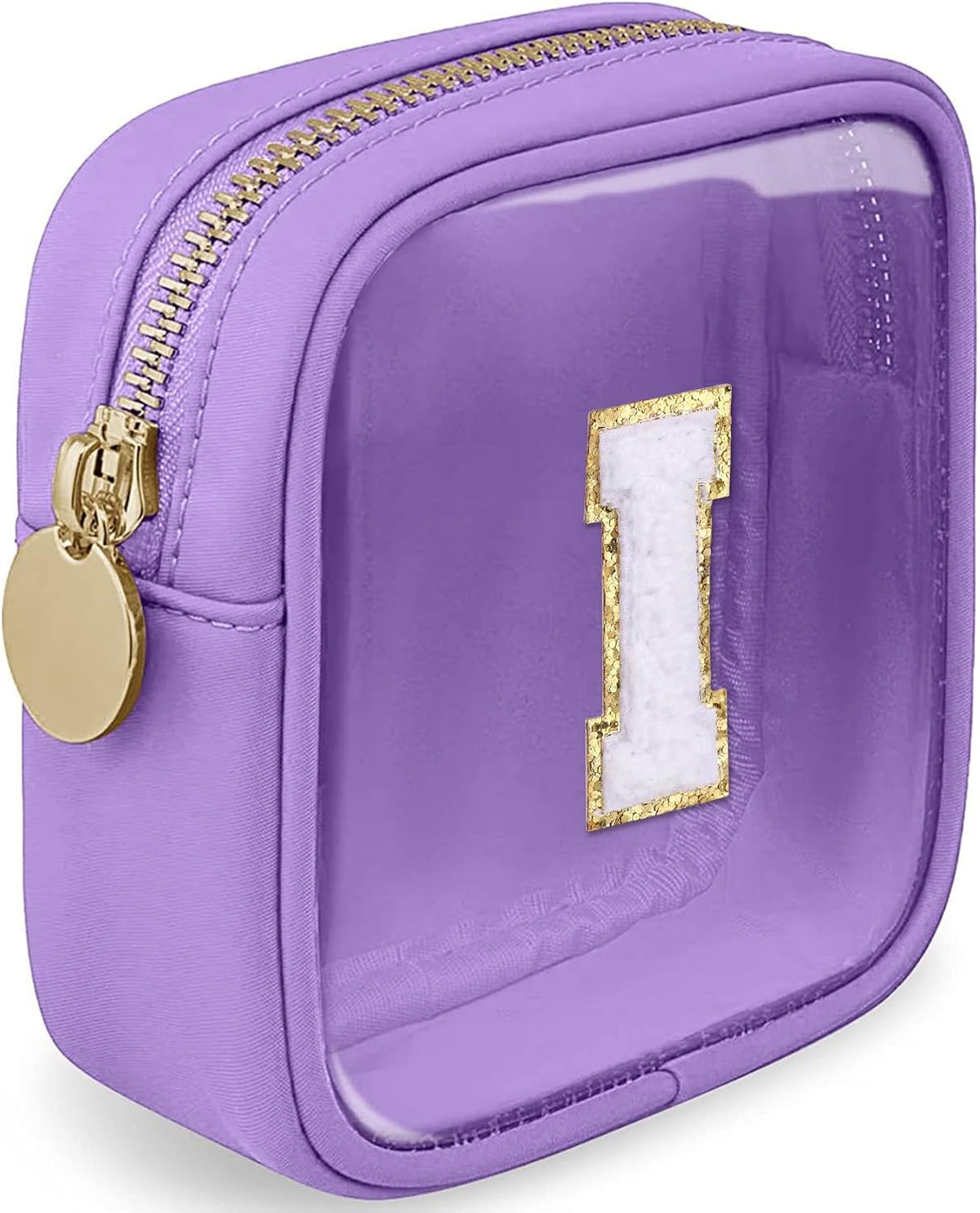 Initial Clear Makeup Bag Small Cosmetic Bag Travel Toiletry Bag Clear Zipper Pouch Purse Organizer Bags for Women (Pink, M)