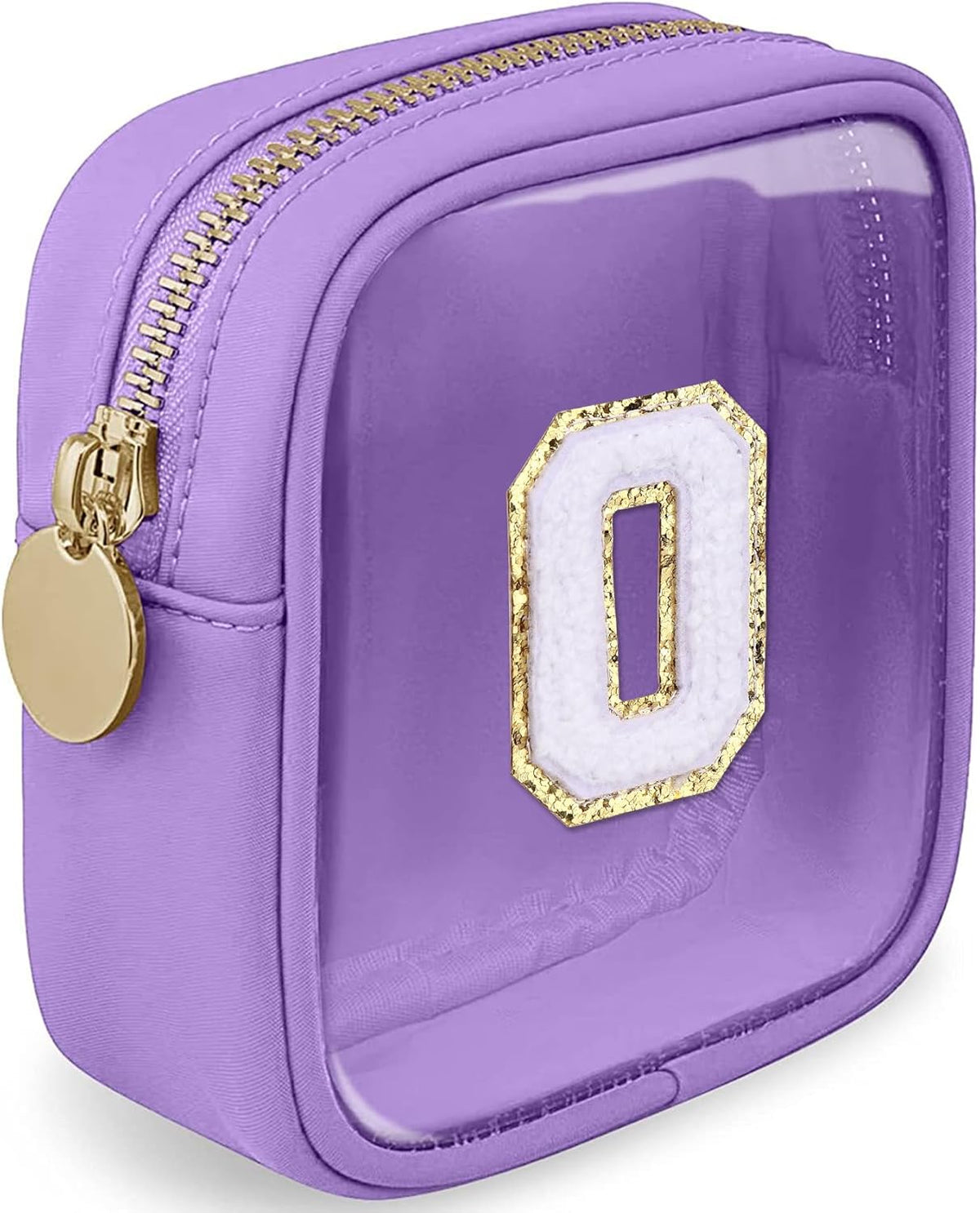 Initial Clear Makeup Bag Small Cosmetic Bag Travel Toiletry Bag Clear Zipper Pouch Purse Organizer Bags for Women (Pink, M)