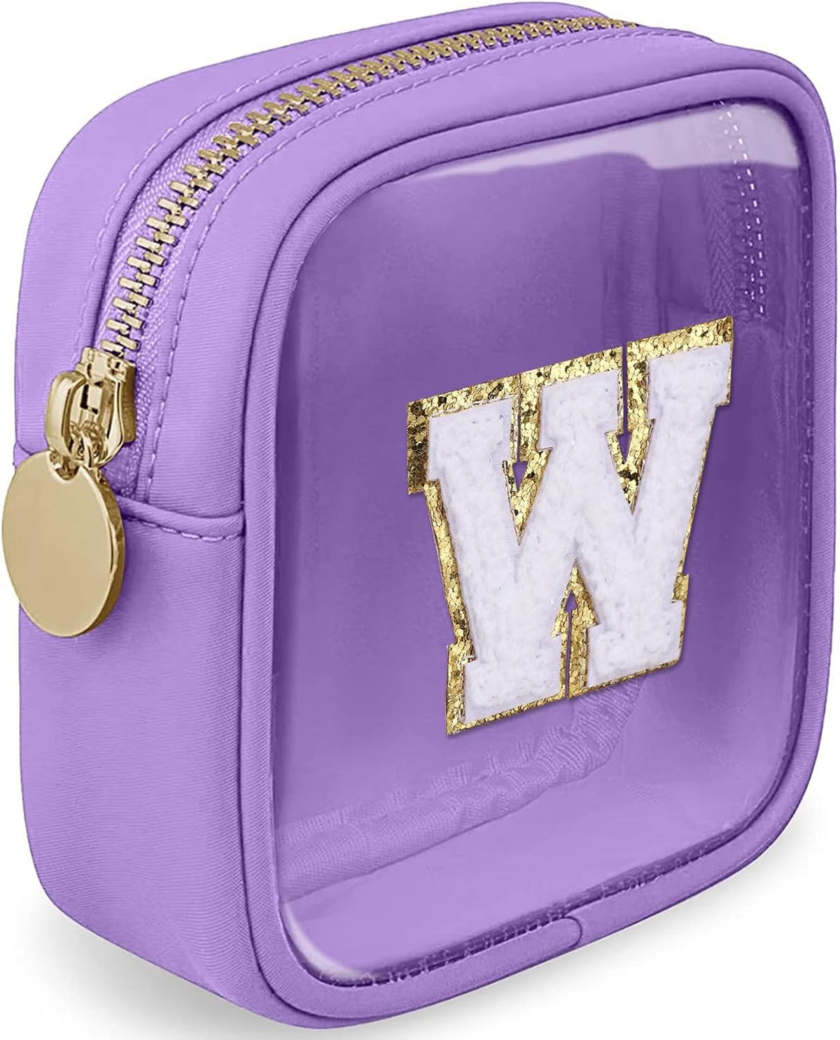 Initial Clear Makeup Bag Small Cosmetic Bag Travel Toiletry Bag Clear Zipper Pouch Purse Organizer Bags for Women (Pink, M)