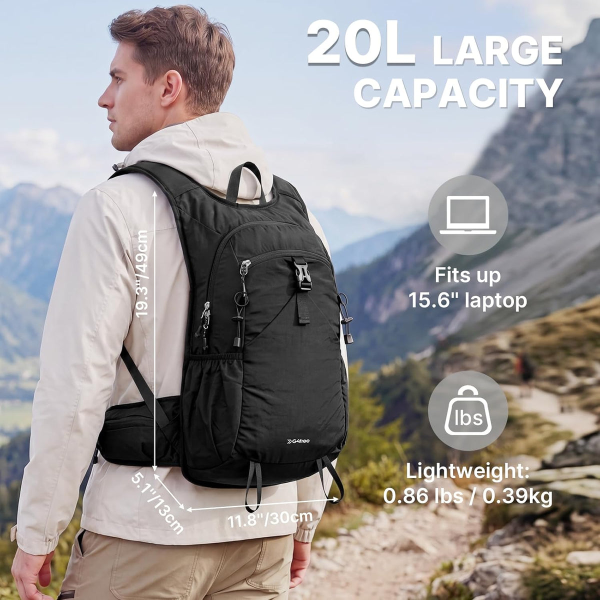 20L Hiking Backpack with Waist Strap for Women Men | Lightweight Waterproof Daypack for Travel Camping Outdoor