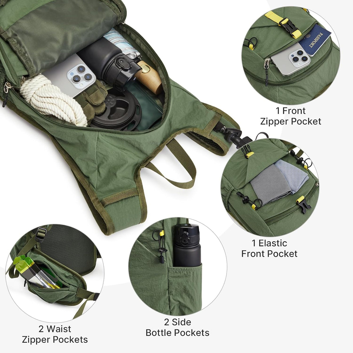 20L Hiking Backpack with Waist Strap for Women Men | Lightweight Waterproof Daypack for Travel Camping Outdoor