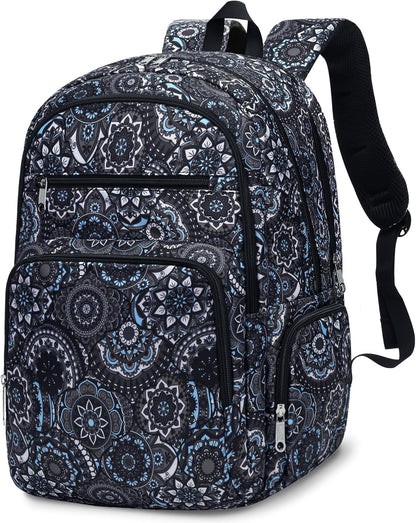 Large Backpack for Women Backpack with Lots of Pockets for Travel Work School Bookbag with Laptop Compartment for High School College Girls Mochilas Morrales para Mujer (Beige/Green, Paisley)