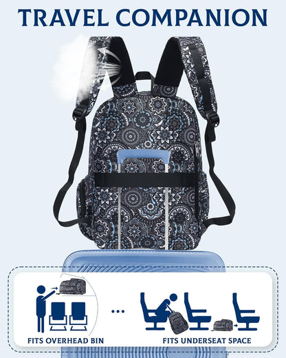 Large Backpack for Women Backpack with Lots of Pockets for Travel Work School Bookbag with Laptop Compartment for High School College Girls Mochilas Morrales para Mujer (Beige/Green, Paisley)