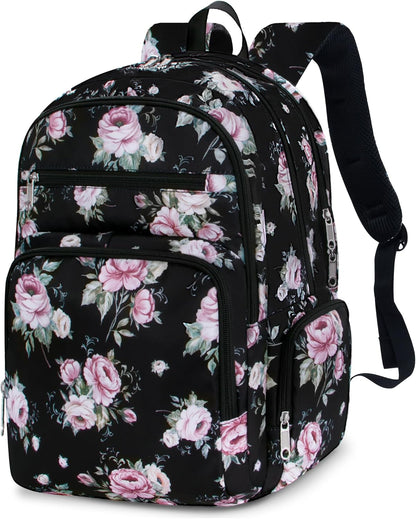 Large Backpack for Women Backpack with Lots of Pockets for Travel Work School Bookbag with Laptop Compartment for High School College Girls Mochilas Morrales para Mujer (Beige/Green, Paisley)