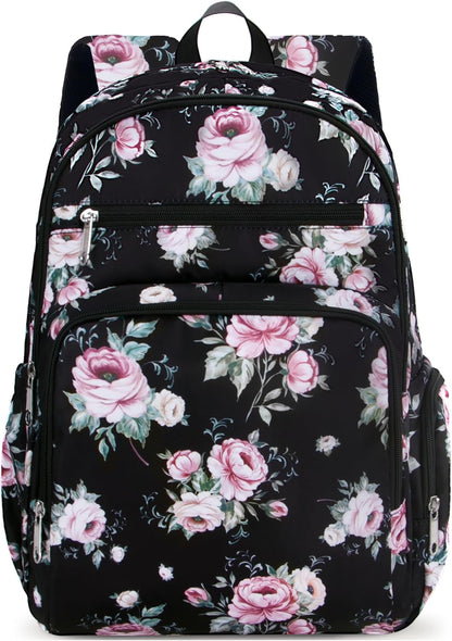 Large Backpack for Women Backpack with Lots of Pockets for Travel Work School Bookbag with Laptop Compartment for High School College Girls Mochilas Morrales para Mujer (Beige/Green, Paisley)