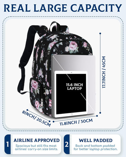 Large Backpack for Women Backpack with Lots of Pockets for Travel Work School Bookbag with Laptop Compartment for High School College Girls Mochilas Morrales para Mujer (Beige/Green, Paisley)