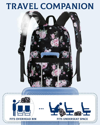 Large Backpack for Women Backpack with Lots of Pockets for Travel Work School Bookbag with Laptop Compartment for High School College Girls Mochilas Morrales para Mujer (Beige/Green, Paisley)