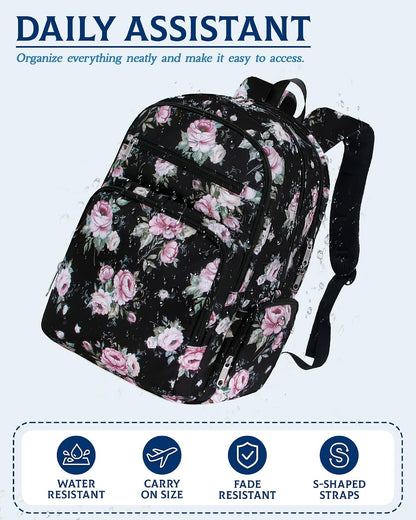 Large Backpack for Women Backpack with Lots of Pockets for Travel Work School Bookbag with Laptop Compartment for High School College Girls Mochilas Morrales para Mujer (Beige/Green, Paisley)