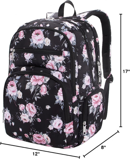 Large Backpack for Women Backpack with Lots of Pockets for Travel Work School Bookbag with Laptop Compartment for High School College Girls Mochilas Morrales para Mujer (Beige/Green, Paisley)