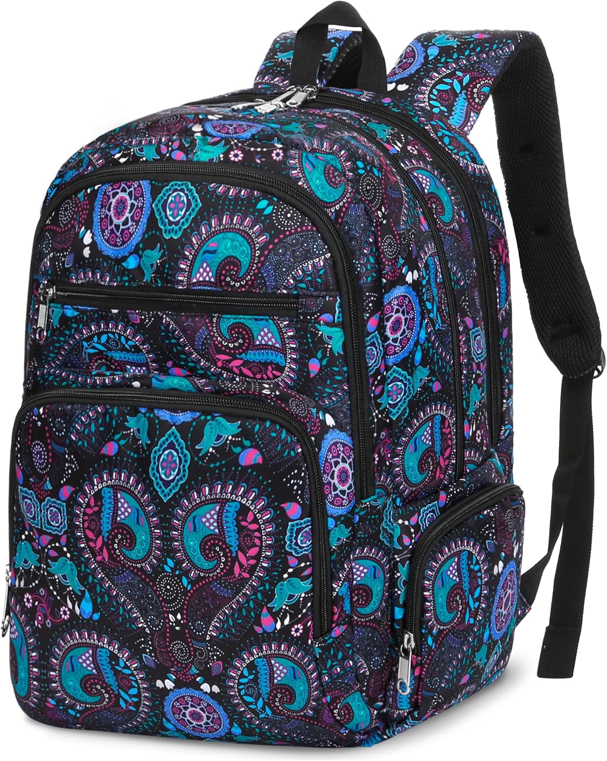 Large Backpack for Women Backpack with Lots of Pockets for Travel Work School Bookbag with Laptop Compartment for High School College Girls Mochilas Morrales para Mujer (Beige/Green, Paisley)