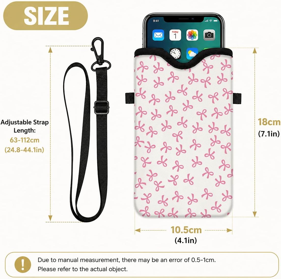 Neoprene Phone Sleeve Pouch Case Bag for Women Men with Crossbody Strap, 7.1x3.9 in, Shockproof Black Cat Mobile Protection Case Bag with Neck Lanyard, Black Cat Garden, Gift for Cats Lovers - Colors B