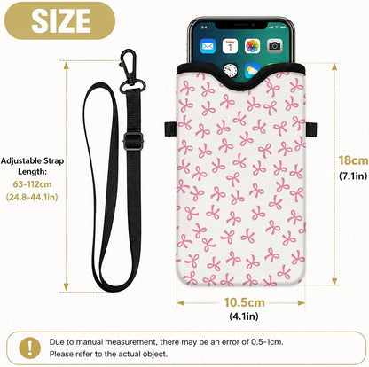 Neoprene Phone Sleeve Pouch Case Bag for Women Men with Crossbody Strap, 7.1x3.9 in, Shockproof Black Cat Mobile Protection Case Bag with Neck Lanyard, Black Cat Garden, Gift for Cats Lovers - Colors B