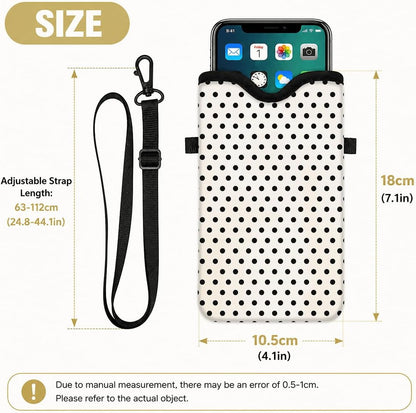 Neoprene Phone Sleeve Pouch Case Bag for Women Men with Crossbody Strap, 7.1x3.9 in, Shockproof Black Cat Mobile Protection Case Bag with Neck Lanyard, Black Cat Garden, Gift for Cats Lovers - Colors B