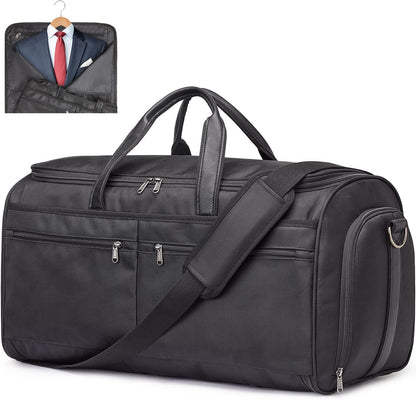 50L Convertible Travel Garment Bag Carry on Garment Duffel Bag for Men Women 2 in 1 Hanging Suitcase Suit Business Travel Bag, Black | 2-in-1 Hanging Suitcase, Waterproof-resistant, Multiple Pockets, Trolley Sleeve, Carry-on size, Black