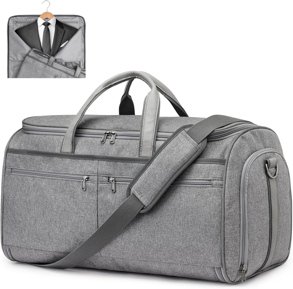 50L Convertible Travel Garment Bag Carry on Garment Duffel Bag for Men Women 2 in 1 Hanging Suitcase Suit Business Travel Bag, Black | 2-in-1 Hanging Suitcase, Waterproof-resistant, Multiple Pockets, Trolley Sleeve, Carry-on size, Black