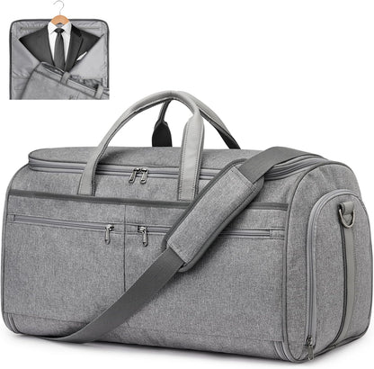 50L Convertible Travel Garment Bag Carry on Garment Duffel Bag for Men Women 2 in 1 Hanging Suitcase Suit Business Travel Bag, Black | 2-in-1 Hanging Suitcase, Waterproof-resistant, Multiple Pockets, Trolley Sleeve, Carry-on size, Black