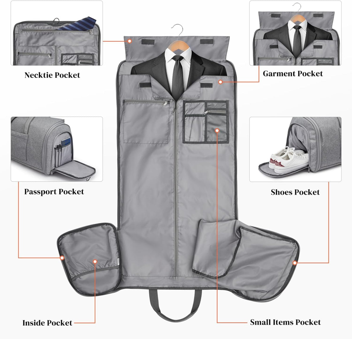 50L Convertible Travel Garment Bag Carry on Garment Duffel Bag for Men Women 2 in 1 Hanging Suitcase Suit Business Travel Bag, Black | 2-in-1 Hanging Suitcase, Waterproof-resistant, Multiple Pockets, Trolley Sleeve, Carry-on size, Black