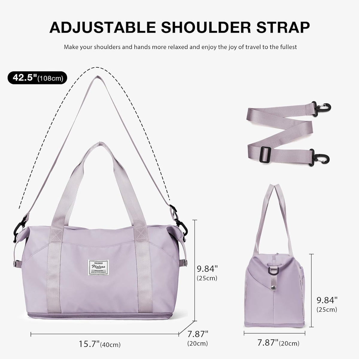 Travel Duffel Bag, Sports Tote Gym Bag, Shoulder Weekender Overnight Bag for Women - Colors B